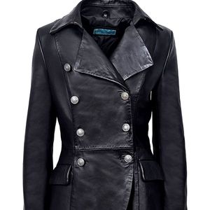 Carrie Hoxton Genuine Leather Long Back Gothic Style Dovetail Coat, US 4/UK 8